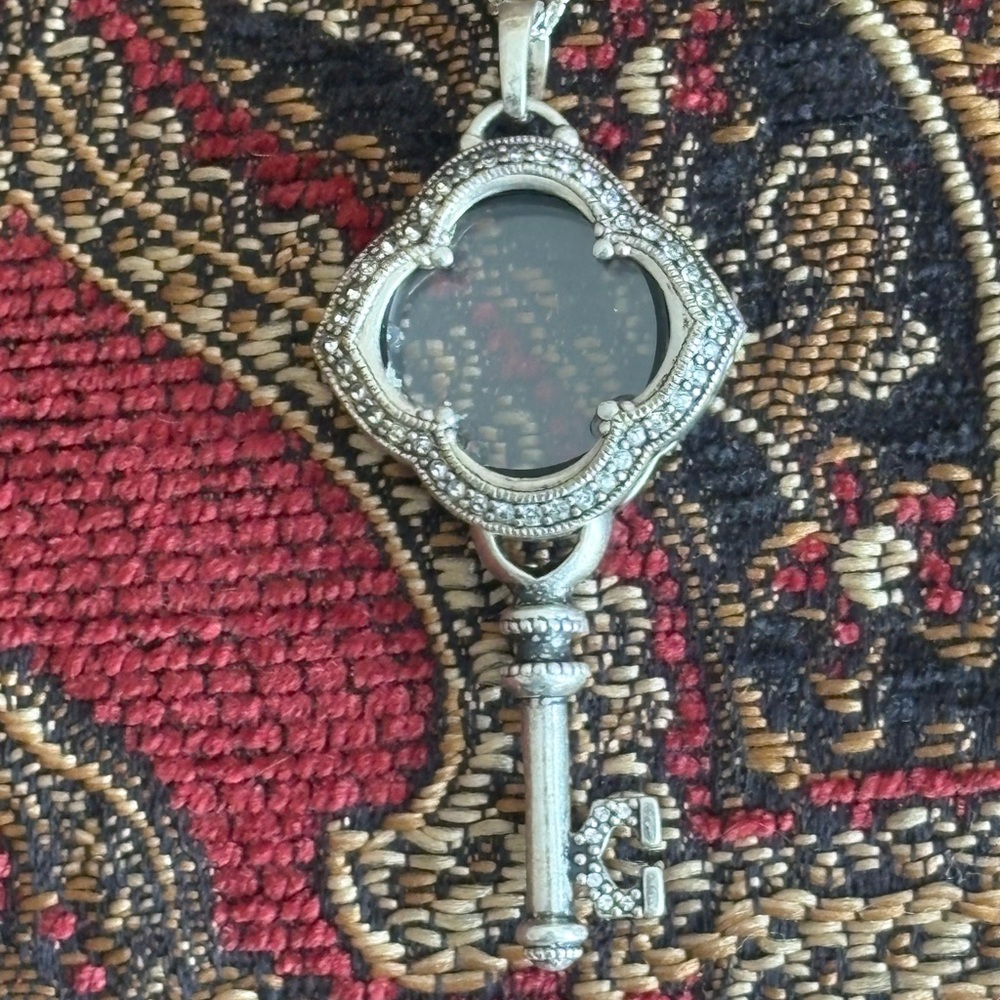 Origami Owl Silver Key Necklace with Crystal Accents and .925 chain included